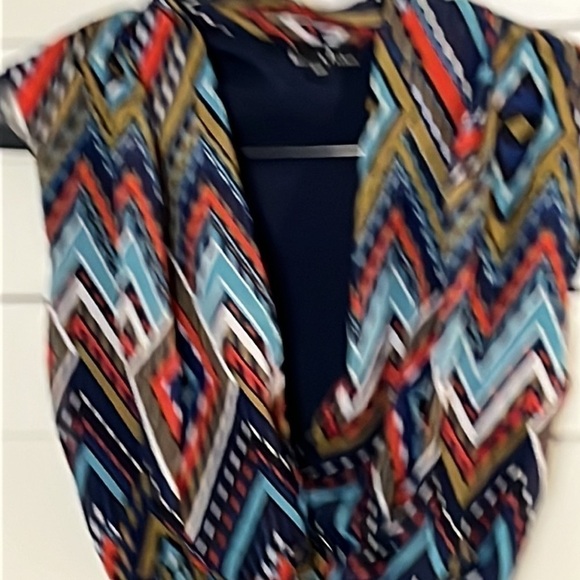 J for justify patterned BoHo chic dress layered patterned cap sleeve size small - Picture 2 of 4